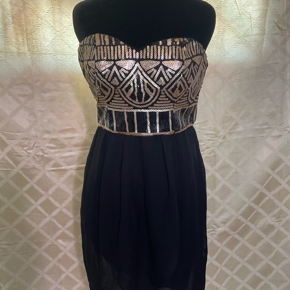 As U Wish Black Dress with Gold Sequins size 3